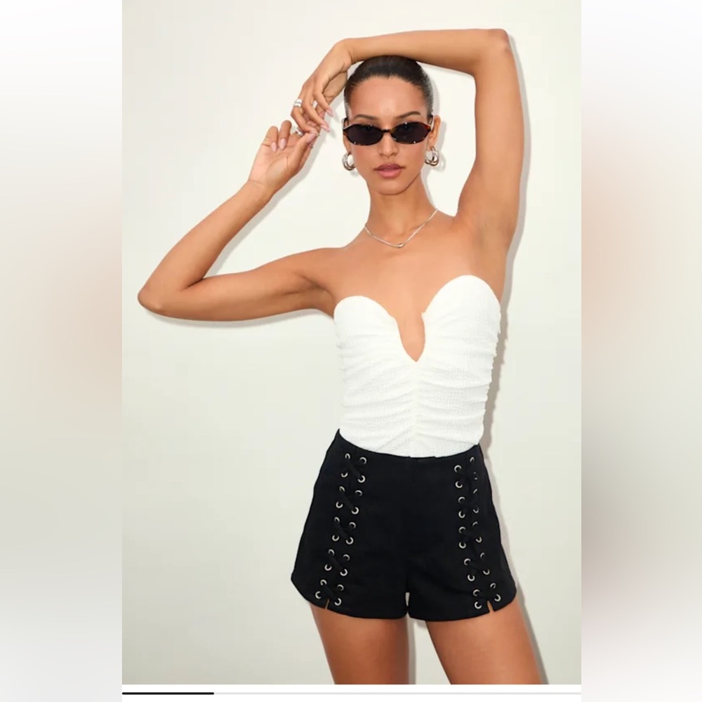 Black lace up shorts